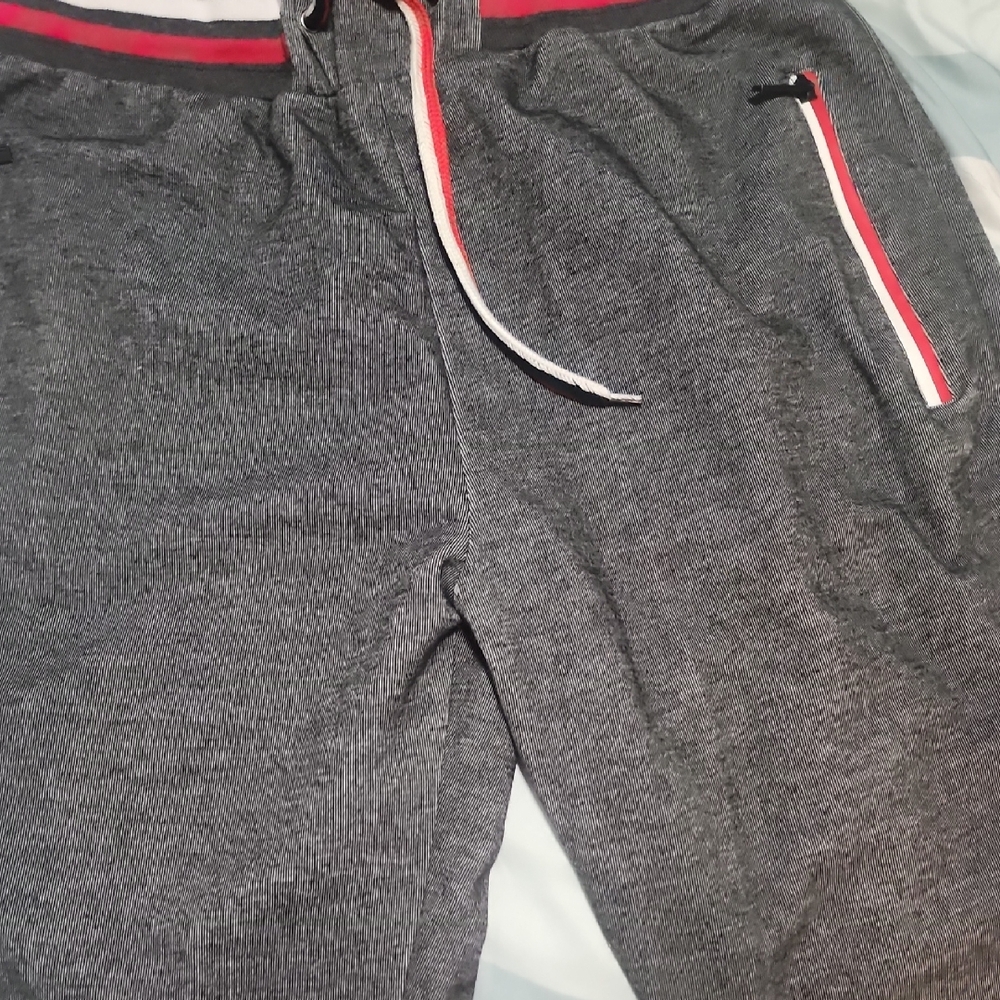 Men's Gray Jogger Pants with Red Accents